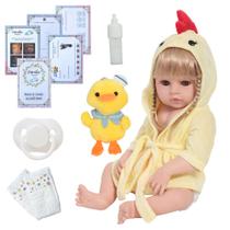 Bebê Reborn Boneca Loira Realista Saída de Banho Kit Itens