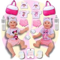 Bebê Reborn Boneca Mayze Gêmeos Minnie E Angel Com Bolsa