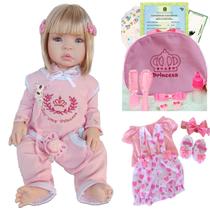 Bebê Reborn Boneca Menina 100% Enxoval Completo + 30 Itens - Mamãe Reborn