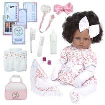 Bebê Reborn Boneca Menina Cabelo Cacheado 46cm Completa