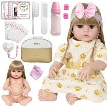 Bebe Reborn Boneca Menina Loira Princesa Bolsa Acessórios