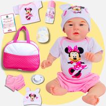 Bebê Reborn Boneca Menina Mary Realista Minnie Original Corpinho Em Silicone Com Bolsa Maternidade
