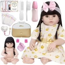 Bebe Reborn Boneca Menina Princesa Bolsa Vários Acessórios