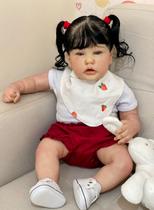 Bebê Reborn Boneca Menina Realista Ana Dolls, Corpo de Pano, Cabelo Implantado, Enxoval Completo, Pulseira Exclusiva, 50cm