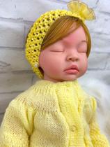 Bebê reborn boneca menina realista silicone olhos fechados loira + acessorios AM Bebê reborn boneca menina realista silicone olhos fechados loira + acessorios AM