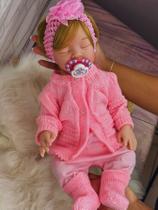 Bebê reborn boneca menina realista silicone olhos fechados loira + acessorios RS Bebê reborn boneca menina realista silicone olhos fechados loira + acessorios RS