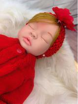 Bebê reborn boneca menina realista silicone olhos fechados loira + acessorios VR Bebê reborn boneca menina realista silicone olhos fechados loira + acessorios VR