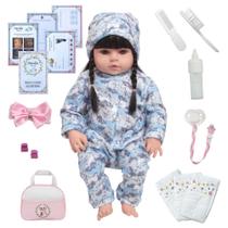 Bebê Reborn Boneca Morena 46cm Unicórnio + Bolsa Maternidade