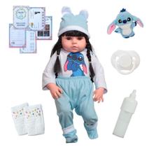 Bebe Reborn Boneca Morena Enxoval Stitch Pelúcia Itens Bebe Reborn Boneca Morena Enxoval Stitch Pelúcia Itens