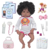 Bebê Reborn Boneca Negra Bolsa Maternidade Pelúcia Itens
