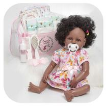 Bebê Reborn Boneca Negra Realista Corpinho Silicone + Itens