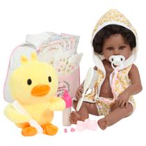 Bebê Reborn Boneca Negra Saída de Banho Patinho Completa Bebê Reborn Boneca Negra Saída de Banho Patinho Completa