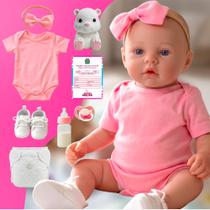 Bebê Reborn Boneca Original Recém Nascida Menina Com Olhos Azuis Realistas