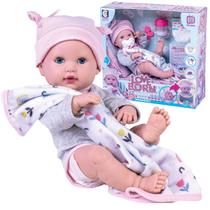 Bebê Reborn Boneca Realista Abre Fecha os Olhos C/Acessórios