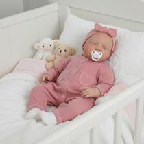 Bebê Reborn Boneca Realista Livia Olhos Fechados Em Silicone Envio Imediato com Acessorios