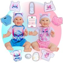 Bebê Reborn Boneca Realista Mayze Gêmeos Stitch E Angel