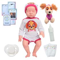 Bebe Reborn Boneca Realista Olhos Fechados Patrulha Canina