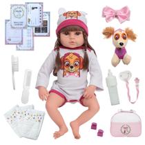 Bebê Reborn Boneca Realista Patrulha Canina Bolsa Acessórios