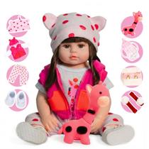 Bebê Reborn Boneca Realista Recém Nascida Silicone Menina Girafinha Pode dar Banho Bebê Reborn Boneca Realista Recém Nascida Silicone Menina Girafinha Pode dar Banho