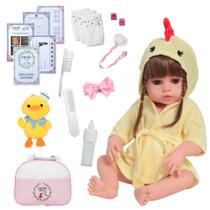 Bebê Reborn Boneca Realista Roupão Plush Com Bolsa Itens