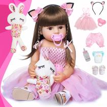 Bebe Reborn Boneca Reborn Menina + Bichinho de Pelúcia