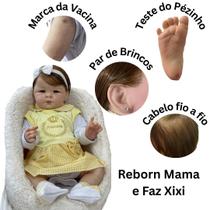 Bebê Reborn Boneca Silicone 50cm de Altura, 35cm de Larguta, Toma Banho, Realista, Enxoval Luxo com 22 itens, Ela Faz Xixi e Mama Bebê Reborn Boneca Silicone 50cm de Altura, 35cm de Larguta, Toma Banho, Realista, Enxoval Luxo com 22 itens, Ela Faz Xixi e Mama