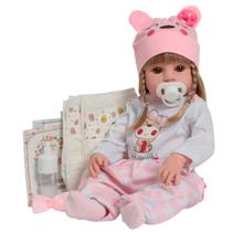 Bebê Reborn Boneca Valentina 46cm Loira Fofinha + Itens