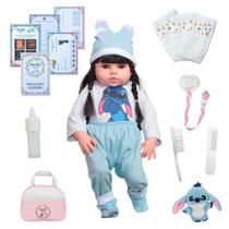 Bebê Reborn Boneca Valentina Morena Stitch Bolsa Itens