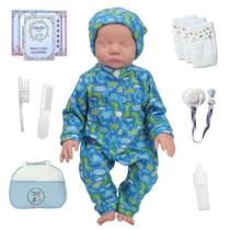 Bebê Reborn Boneco Masculino Careca 42cm Bolsa Kit Itens