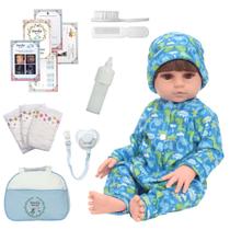 Bebê Reborn Boneco Masculino Corpo Silicone Bolsa Itens