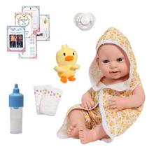 Bebê Reborn Boneco Masculino Fofinho Com Saída de Banho Pato Bebê Reborn Boneco Masculino Fofinho Com Saída de Banho Pato