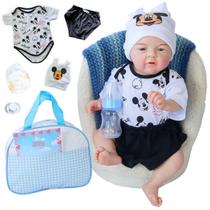 Bebê Reborn Boneco Menino Mickey Original Realista de Silicone Bolsa Maternidade