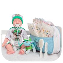 Bebê Reborn Boneco Menino Silicone Realista Bolsa Pelúcia