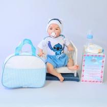Bebê Reborn Boneco Menino Stitch Original Realista de Silicone Com Bolsa Maternidade