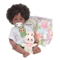 Bebê Reborn Boneco Negro Realista Pode Molhar Kit Acessórios Bebê Reborn Boneco Negro Realista Pode Molhar Kit Acessórios