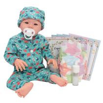 Bebê Reborn Boneco Realista Corpo Silicone Pijama Kit Itens