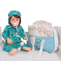 Bebê Reborn Boneco Realista Fio a Fio Com Bolsa Pode Molhar