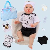 Bebê Reborn Boneco Realista Menino Mickey Com Bolsa Maternidade RecémNascido Corpinho