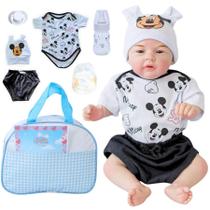 Bebê Reborn Boneco Realista Menino Mickey Original de Silicone Com Bolsa Maternidade