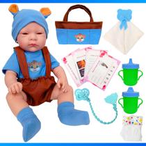Bebê Reborn Boneco Realista Menino Original de Vinil Com Bolsa Maternidade 14 Acessórios