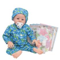 Bebê Reborn Boneco Realista Menino Pijama Dinossauro + Itens