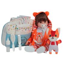 Bebê Reborn Boneco Realista Raposinha Com Bolsa Maternidade