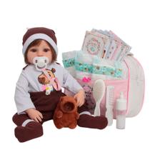 Bebê Reborn Cabelo Castanho Roupa Capivara Realista Fofo