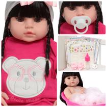 Bebê Reborn Com Cabelo Preto Corpo 100% Vinil Siliconado Bebê Reborn Com Cabelo Preto Corpo 100% Vinil Siliconado