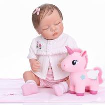 Bebê Reborn Corpo Silicone Menina Olhos Fechados NEW HAPPY