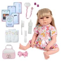 Bebê Reborn De Silicone Loira Pode Banho Enxoval Completo