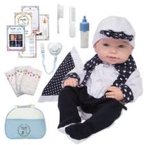 Bebê Reborn De Silicone Masculino Olhos Azuis Recém Nascido