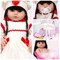 Bebe Reborn de Silicone Menina Morena Com Bolsa 24 Itens Bebe Reborn de Silicone Menina Morena Com Bolsa 24 Itens