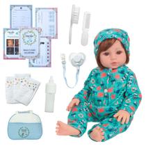 Bebe Reborn De Silicone Menino Cabelo Fio a Fio Kit Itens