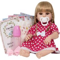 Bebê Reborn de Silicone Mole Loira Com Kit 13 Acessórios - Cegonha Reborn Dolls